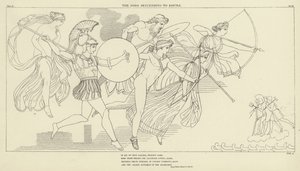 De goden dalen af naar de strijd door John Flaxman